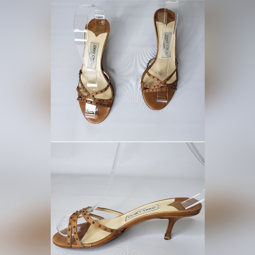 Jimmy Choo Brown Studded Kitten Heels Size 36 US 6